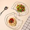 Cute Cat Head Plate Home Transparent Tempered Glass Dessert Dish Set Resistant Kitchen Tableware for Fruit Noodle Sushi Gifts