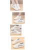 Women's White Leather & Mesh Breathable Shoes - Soft Sole, Non-Slip, Korean Style for Spring/Summer