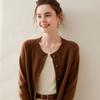 Women's Long Sleeve Korean Style Cashmere Cardigan - Thick Crew Neck, Loose Fit, Slimming Raglan Sweater