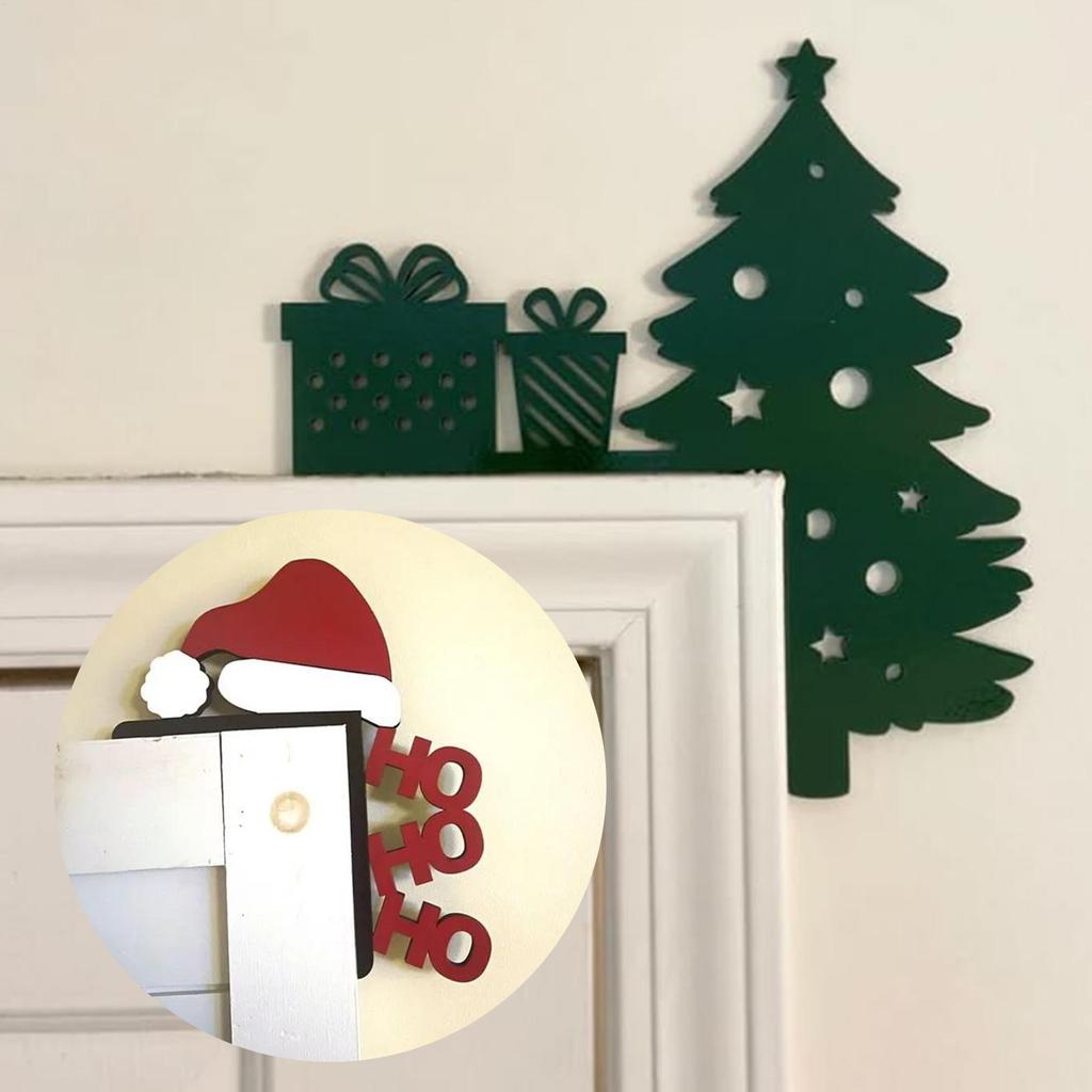 Christmas Door Frame Decoration Cartoon Wooden Christmas Decorations Happy New Year 2025 Door Frame Trim Wood Xmas Decor
