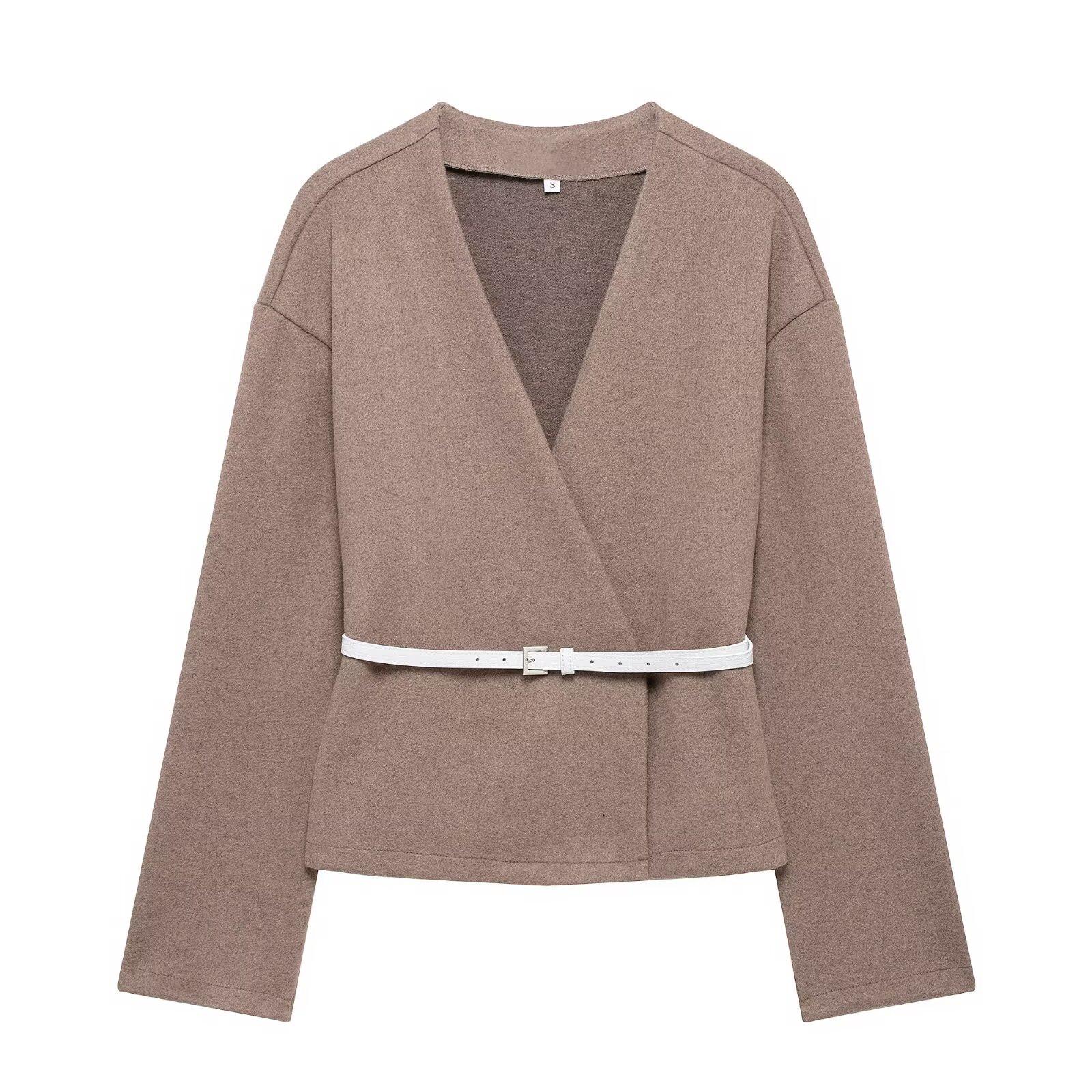

Spring 2025 Women s Slim Tweed V-Neck Long-Sleeve Jacket XS