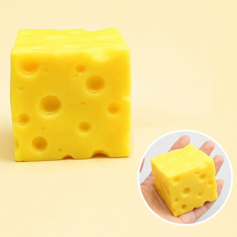 5/7cm Cheese Squeezed Cube Sound Effects TPR Fidget Toy Cheese Stress Ball  Children's Gifts