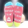 Festival Jacquard Socks with Blessing Letters Soles for Women Men Teens Aged 18 to 21 Cotton Birthday Party Hosiery