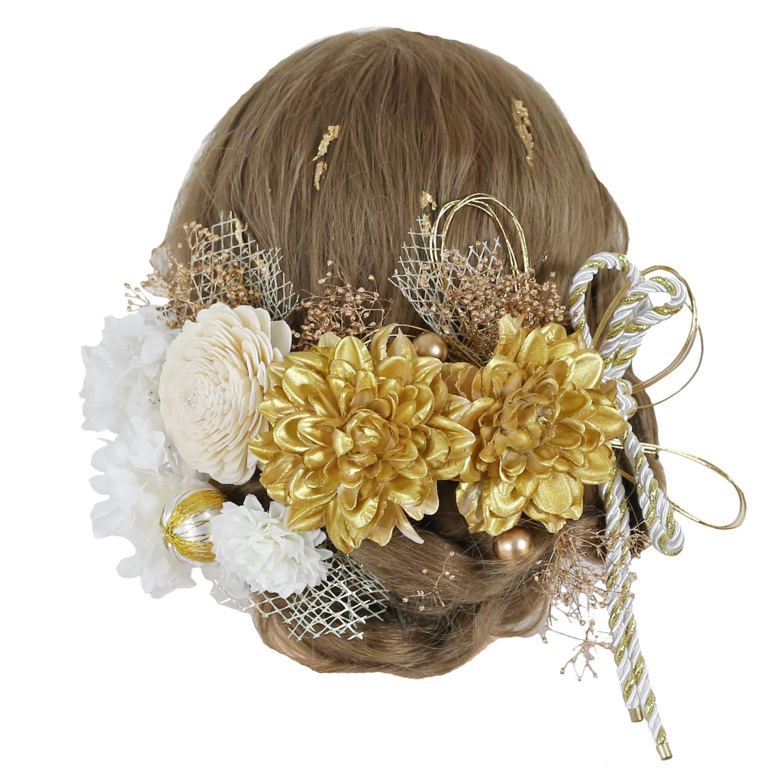 

Bud Flower Hair Ornament - Dahlia Dried Flower - Suitable for Coming-of-Age Ceremony, Graduation Ceremony, Japanese Traditional Clothing (Kimono,