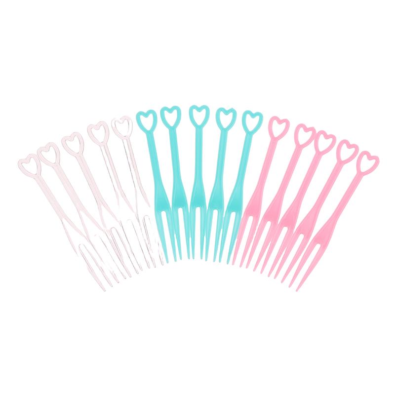 500Pcs Mini Disposable Heart Fruit Fork Mini Snack Cake Dessert Home Dining Plastic Food Fruit Pick Toothpick Bento Party Decor