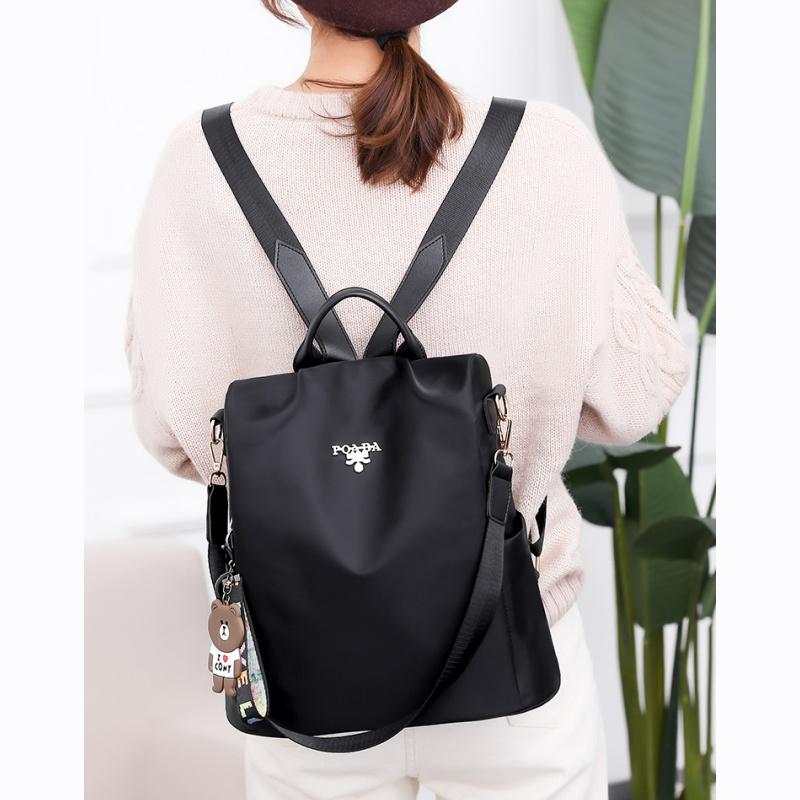 Outdoor Leisure Female Travel Bags Trendy Multiple Purpose Women's Backpack with Bear Pendant Colorful Printed Quality Oxford Shoulders Bag for Mother