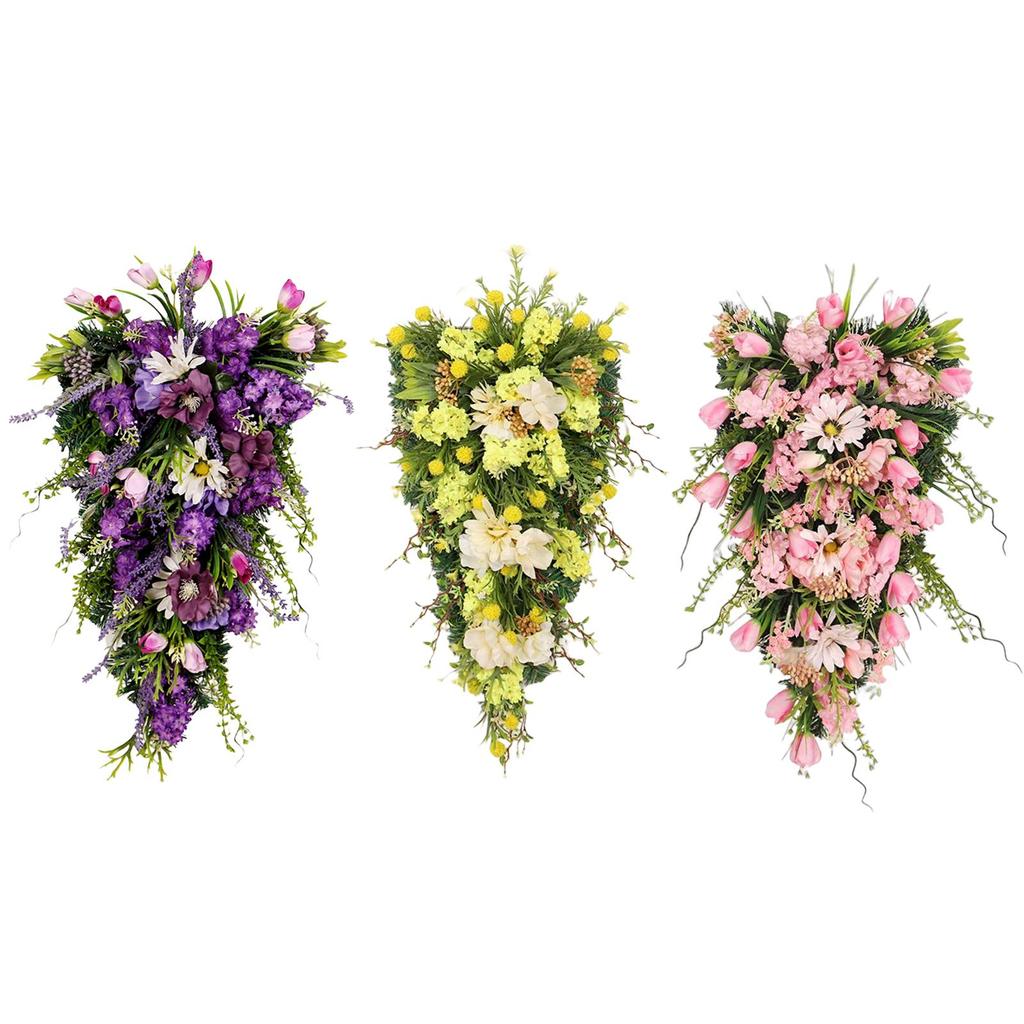 Flower Swag Decor Wall Hanging Decorative Teardrop Wreath for Home