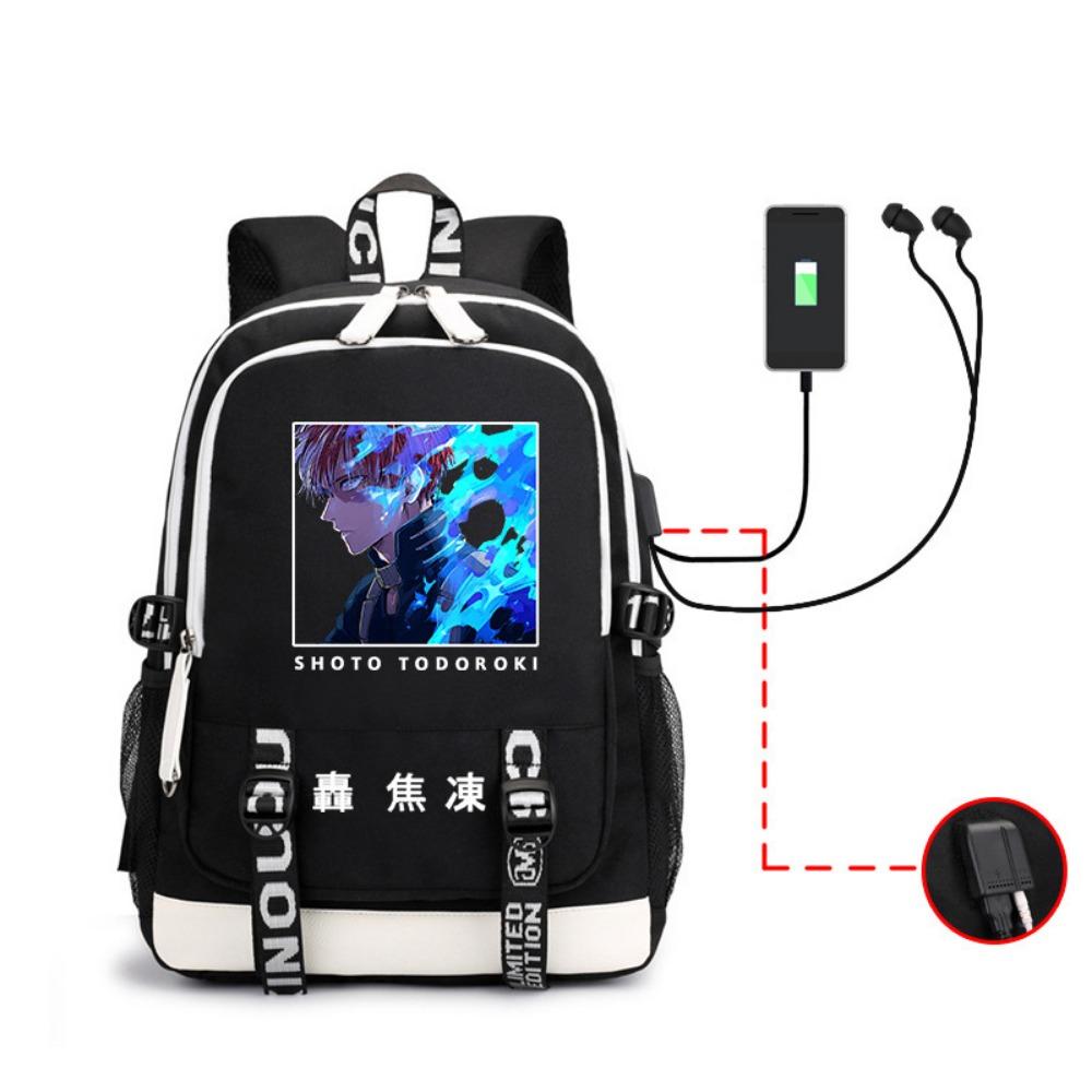 Riman My Hero Academy, surrounding backpack, large-capacity computer bag with USB port, student schoolbag