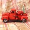 Truck Miniature Vintage Chic Metal Eye-catching Christmas Red Truck Decor for Home