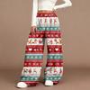 Women's Casual Fashion Christmas Print Elastic Waist Loose Plush Wide Leg Pants