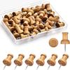 20/60Pcs Wooden Push Pins Thumb Tacks for Decorative Wall Bulletin Board Map Pins Natural Wood Color