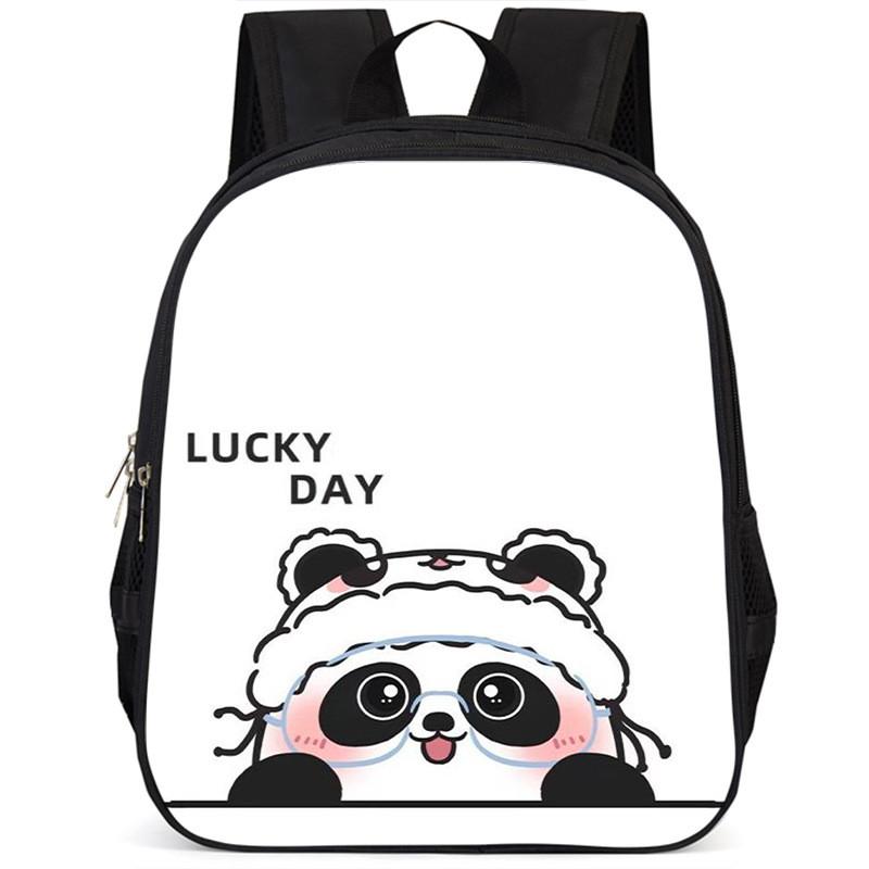 Spacious 15 Inch Panda Backpack For Elementary Kids Lightweight Oxford Cloth