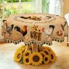 1pc Rooster Table Cover Rustic Chicken Sunflower Design Round Polyester Tablecloth for Farmhouse Kitchen Table Decorations