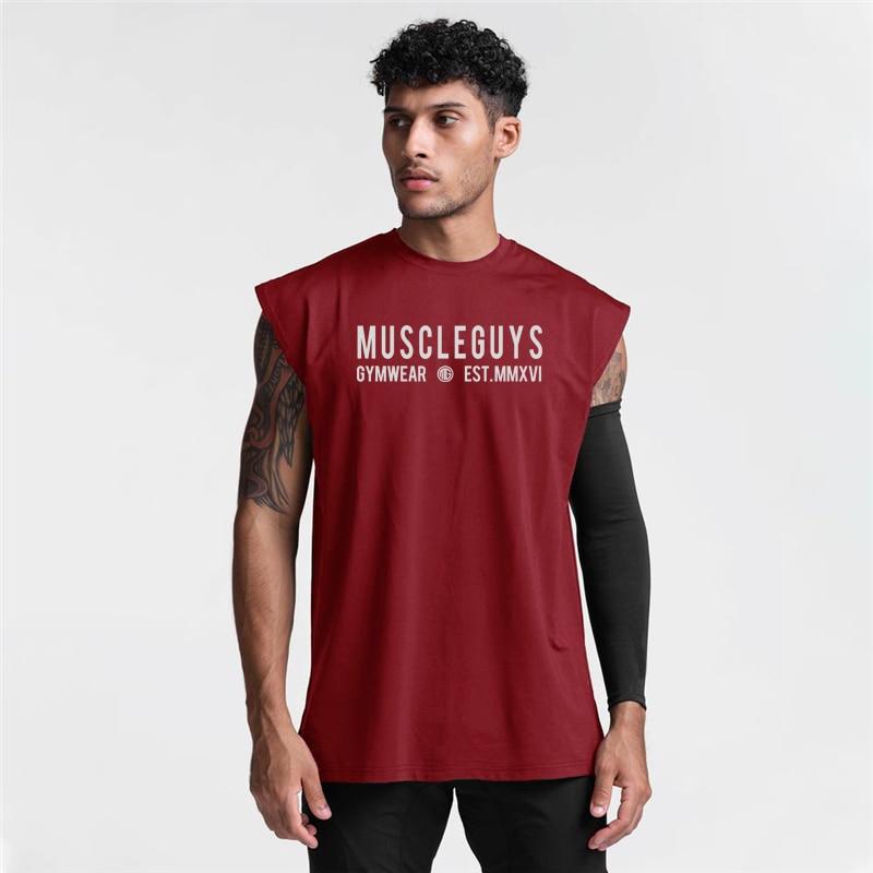 Muscleguys High Street Ležérní Sportovní Bez Rukávů Vesta Pánské Volné Fitness Tréninkové Tričko