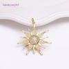 18K Gold Plated Brass Charm,Round Sun Charm For Necklace Making Findings,Inlaid Zircon Sun Pendant,Jewelry Charm,DIY Accessories