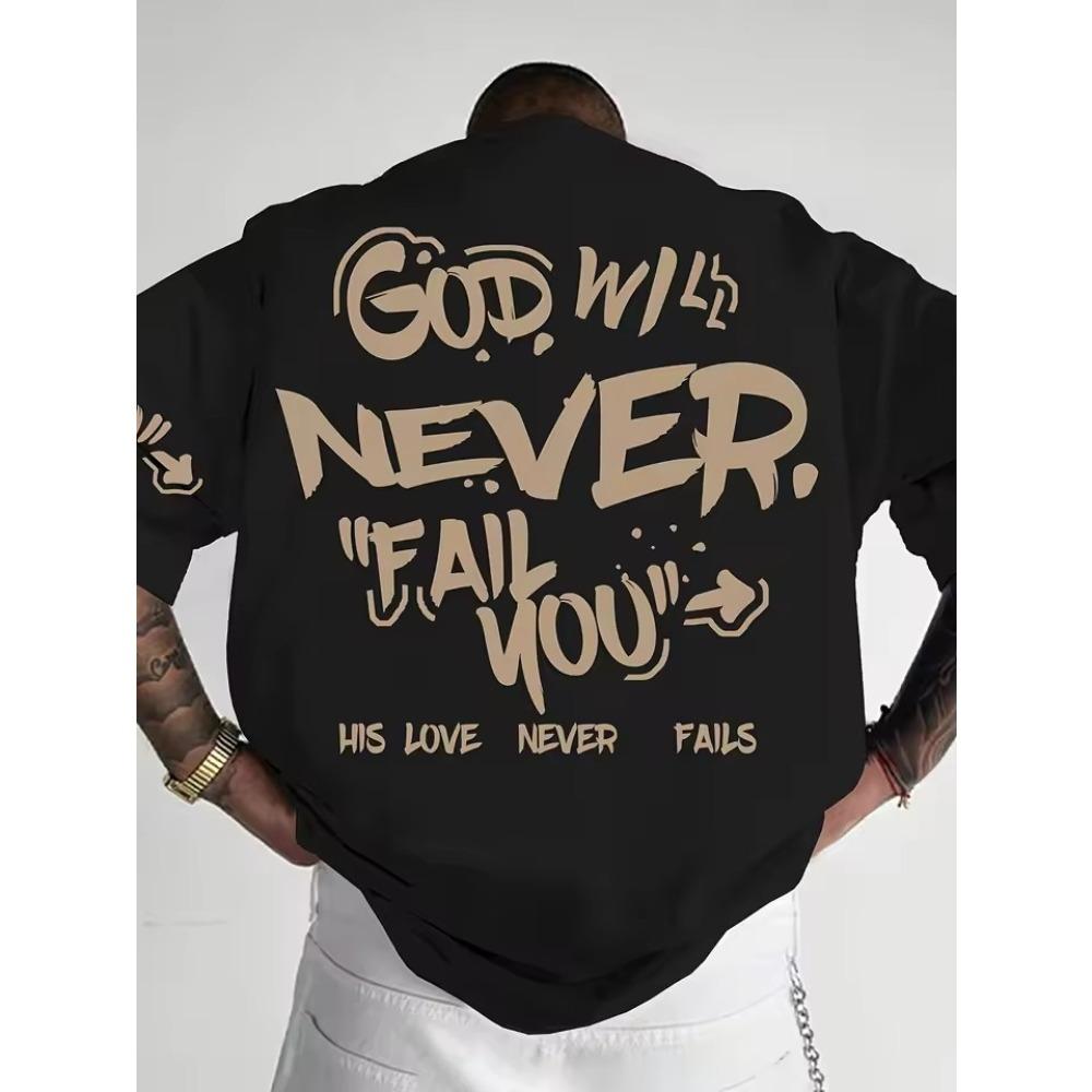 New Trendy Men's Personalized Angel Letter Printed Comfortable and Breathable Round Neck T-shirt Outdoor Street Casual Top