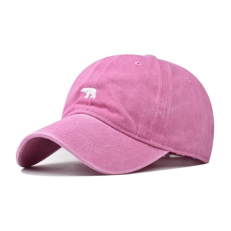 

Korean Retro Washed Baseball Cap Bear Embroidery Unisex Adjustable Hat For Men & Women Spring Summer Travel Sun Protection 54-60cm
