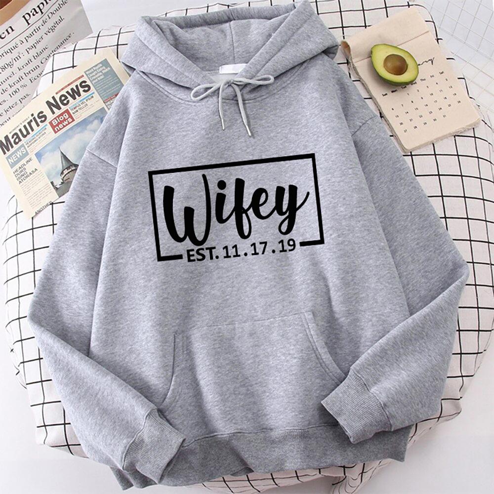 New Men'S Women'S Winter Autumn Fashion Hooded Wifey Casual Long Sleeve Hoody Hoodies Sweatshirts Loose Pullover