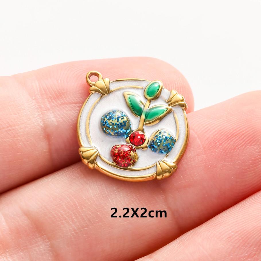3 pezzi Ciondoli Fiore Eleganti Fatti a Mano a Goccia d'Olio Rosa Blu Acciaio Inossidabile Per Creazione Gioielli Collana Bracciale Portachiavi