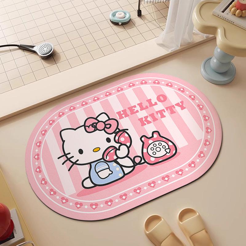 Hello Kitty Quick-Dry Non-Slip Diatomaceous Earth Bath Mat - Absorbent and Easy to Clean