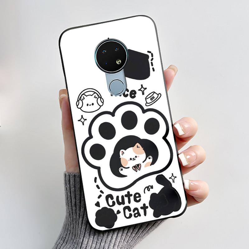 Coque Mignonne Pour Nokia 6.2 / Nokia 7.2 Fundas Capa Coque Imprimée Coque de Protection Silicone Souple Dessin Animé Coque Noire