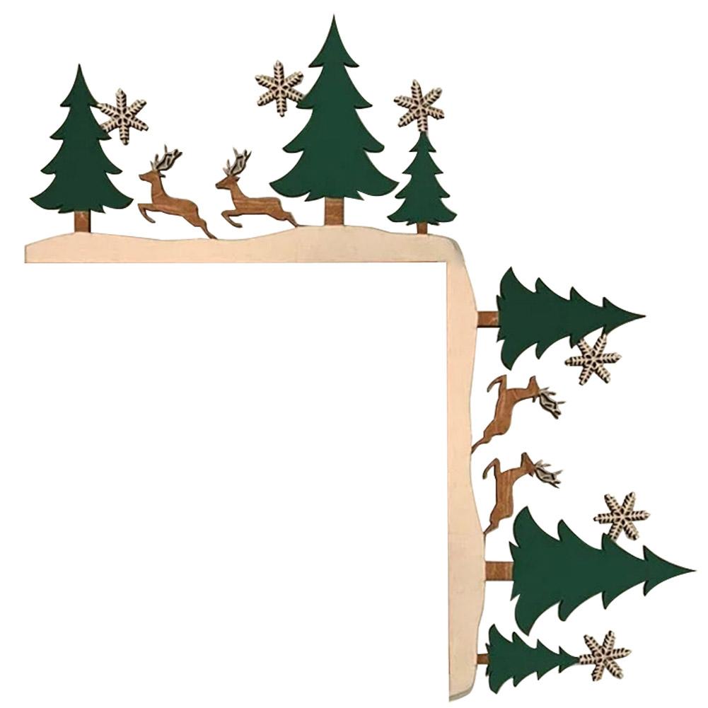 Wood Santa Christmas Door Corner Decor Snowman Reindeer Frame Sign Wooden Pendant Party House Decor Christmas Door Frame Decor