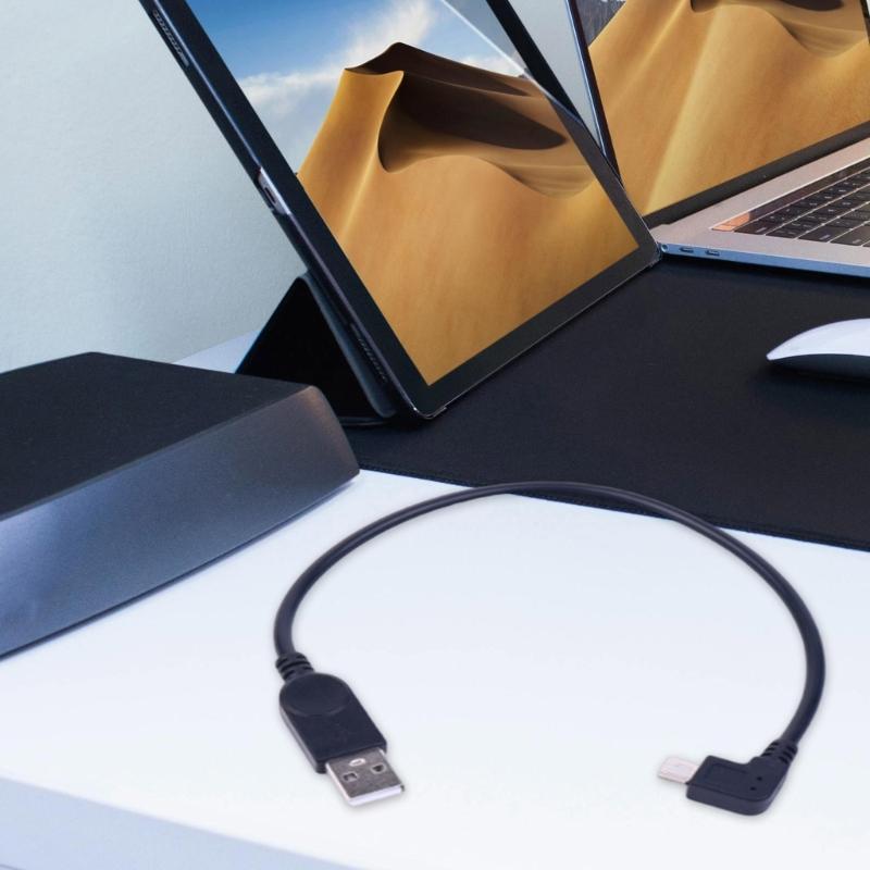 Male USB 2.0 A to Male 90 Degree Right Bend Mini USB Data Charging Cable Cord 30cm Length for Camera Camcorder