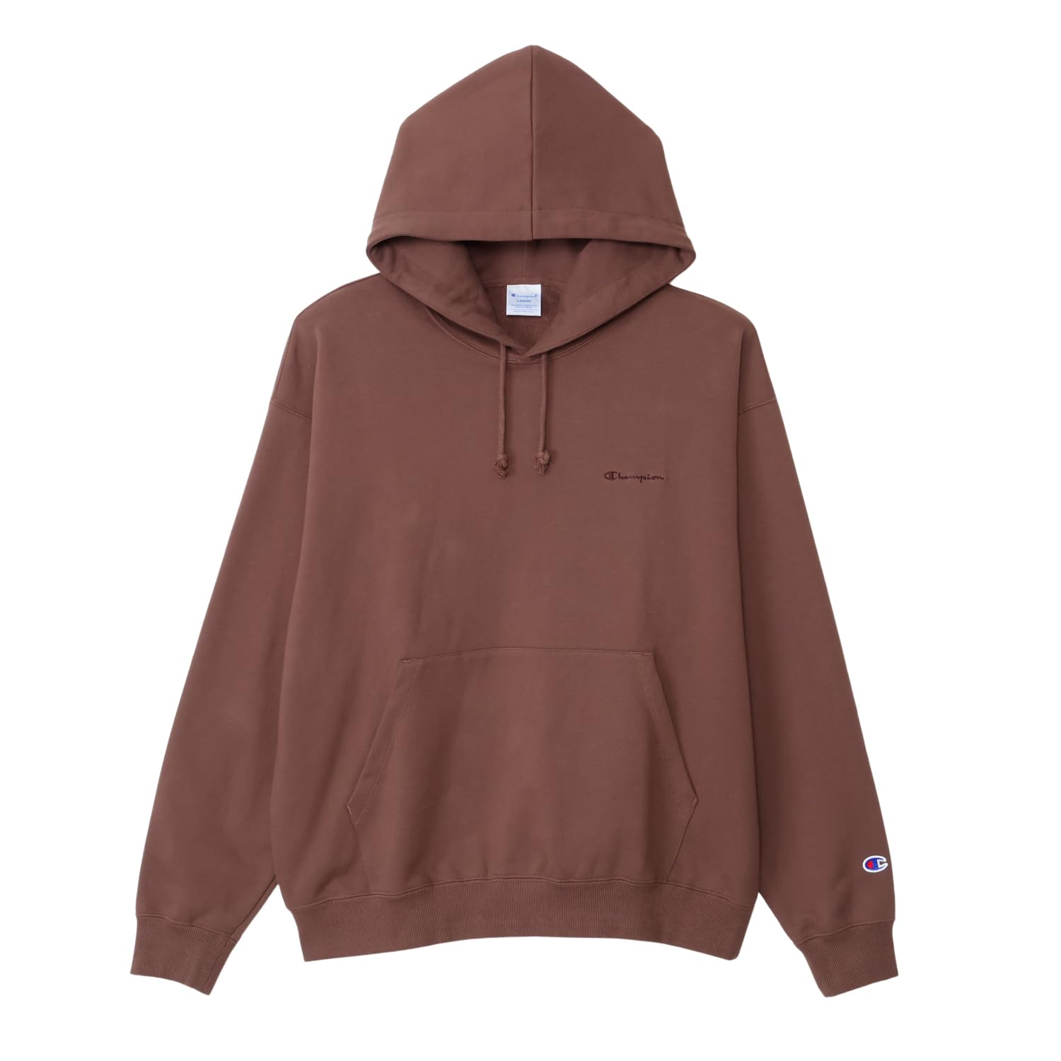 

Champion Long Sleeve Crew Neck Sweatshirt with Script Relaxed Drop Dark Men s Logo, Fit, Shoulder, Brown, C8-A123Z