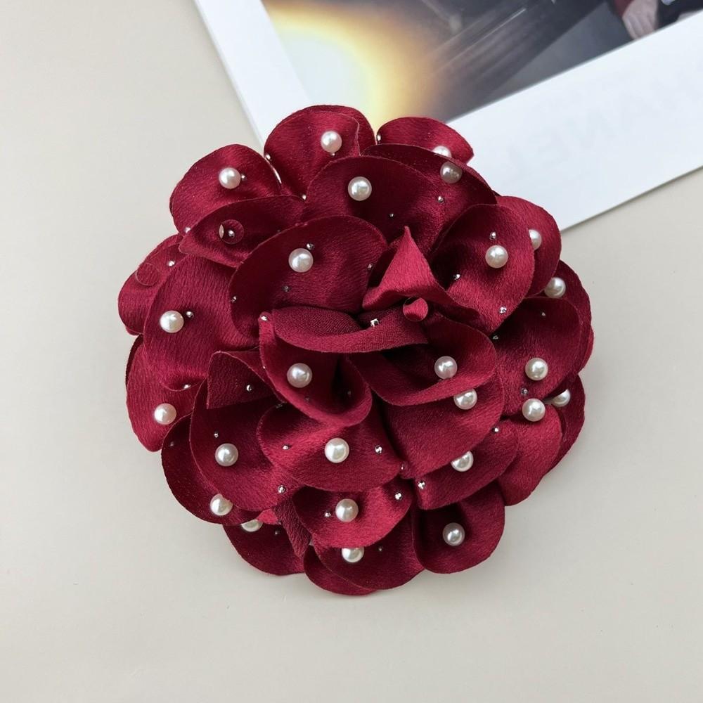 Elegant Fabric Flower Brooch 13cm Size Pearl Badge Corsage New Brooch Pin Clothing Accessories