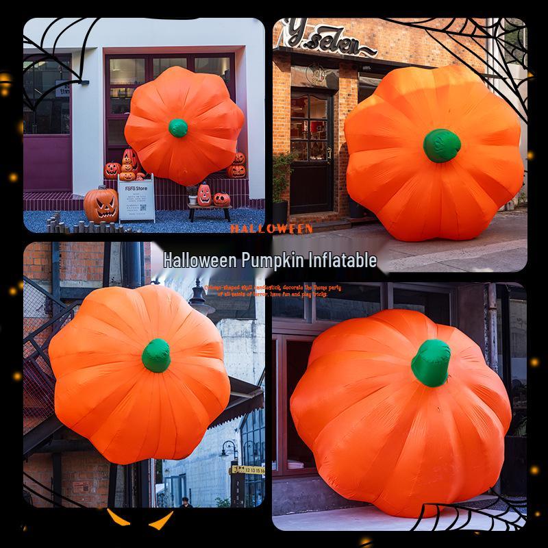 Large Halloween Pumpkin Lantern with Ghost and Spider Décor