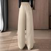 Women's Wool-Blend High-Waist Wide-Leg Drawstring Casual Pants