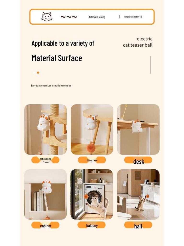 Electric Lucky Cat Automatic Lifting Teaser Ball - Relieve Your Cat’s Boredom