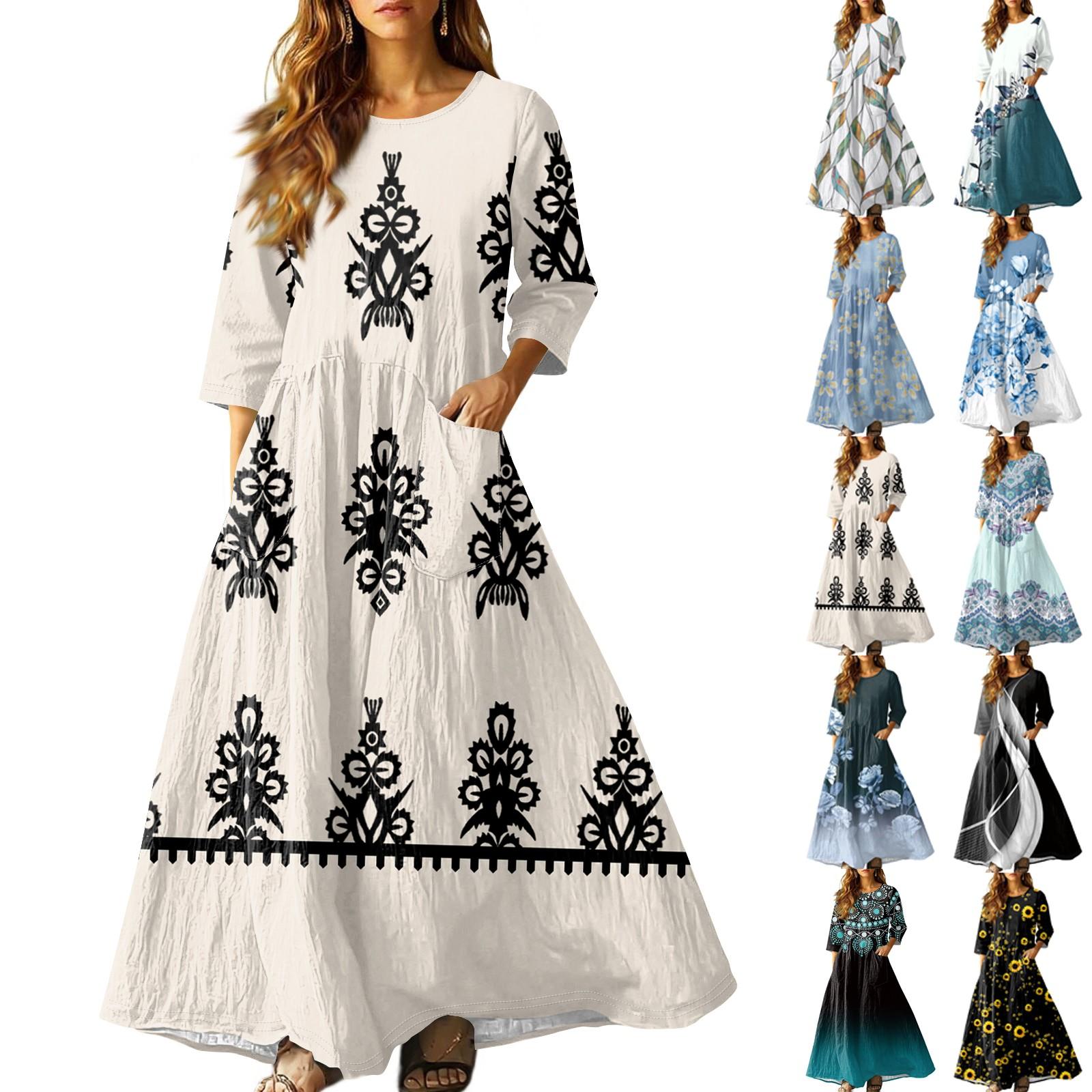 

Women s Retro Ethnic Style Ribbon Embroidered Sleeveless Linen V-neck Maxi Dress XL