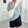 Korean Wide Strap Canvas Crossbody Bag for Women - Niche Design Pleated Dumpling Shoulder Bag