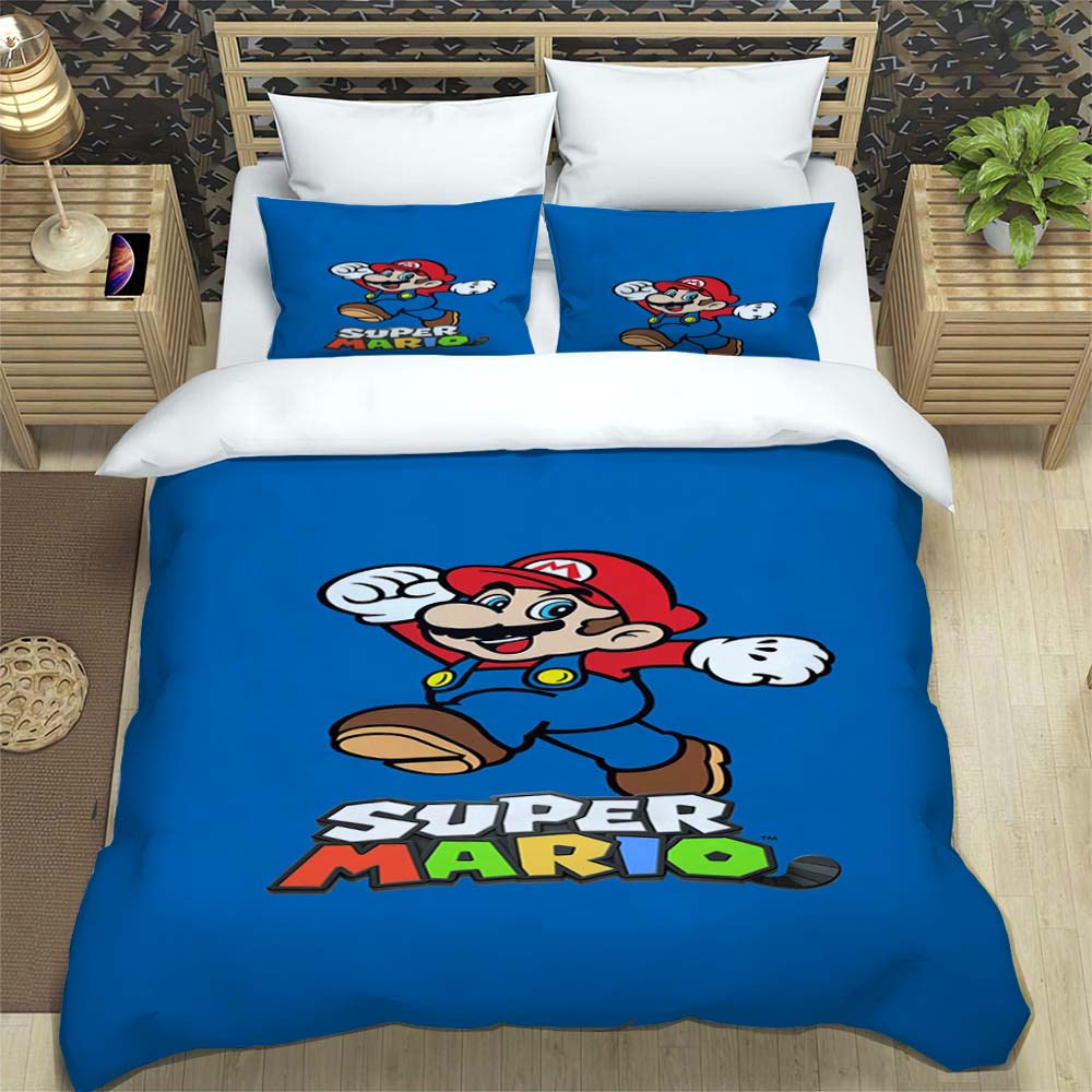 Star-patterned three-piece bedding set (Super Mario game) - includes one duvet cover and two pillowcases221