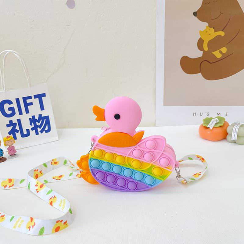 Dziecięca urocza urocza torba listonoszka z kaczką kontrola szczurów pionier prasy uszczypnięcie muzyka silikonowa torba dziewczynka małe dziecko dziecko torba na drobiazgi