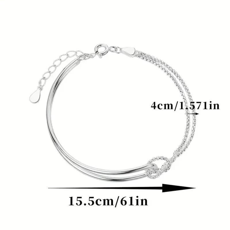 Luxury 925 Silver Double Layer Chain knotted Bracelet for Woman Minimalist Geometric Collage Bracelet Women's Jewelry