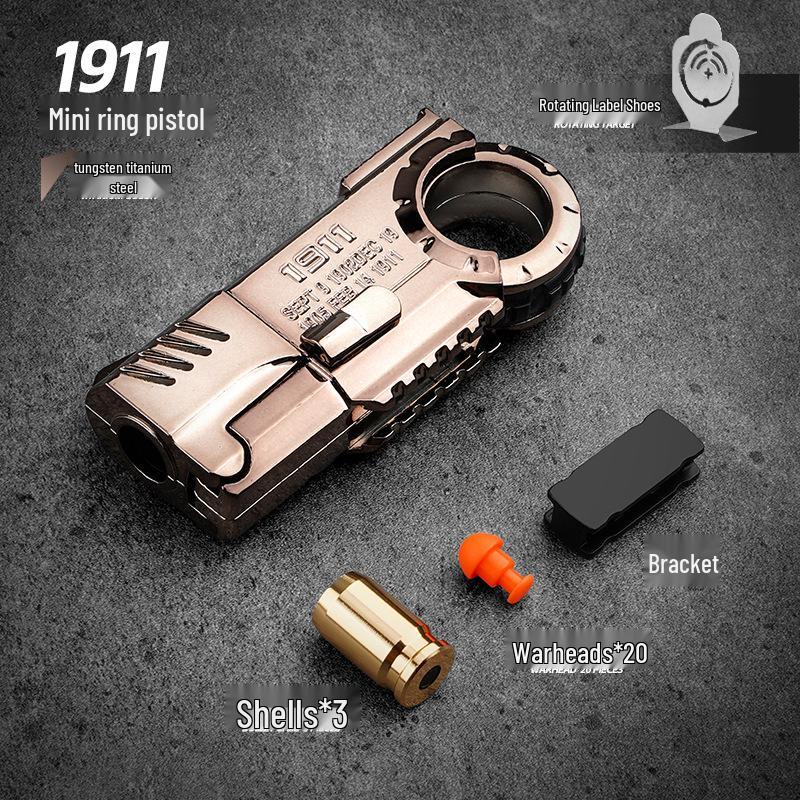 Cross-Border Golden Finger Toy Gun Mini Ring Launcher Ejecting Shell Pistol With Soft Bullets