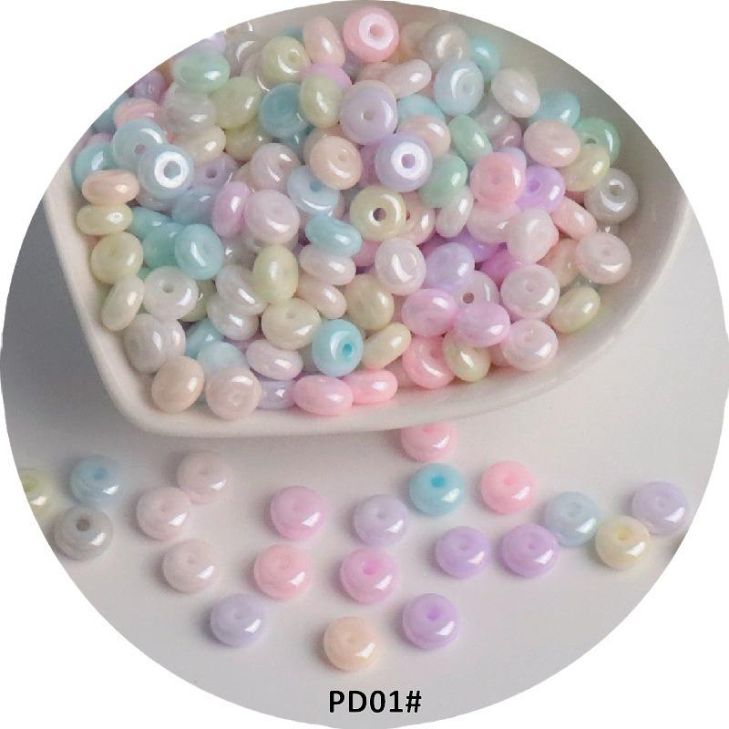 6mm Cream Macaron Pearlescent Glass Abacus Beads for DIY Jewelry & Hair Accessories