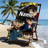 Custom Name Personalized Anime Print Beach Towel, for Trip Camping Beach Party Home Decor, Birthday Gift for Family & Friends