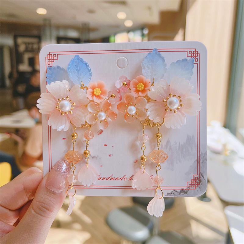 Chinese Style Hanfu Hairpin Set for Girls - Includes Hair Clips, Swaying Tassels, and Butterfly Accessories