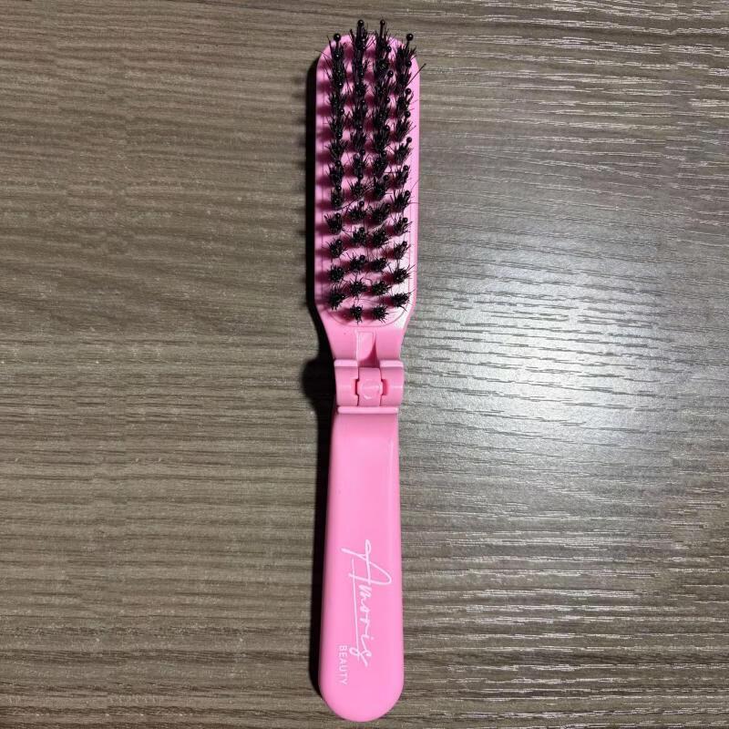 Portable Folding Boar Bristle Hairbrush
