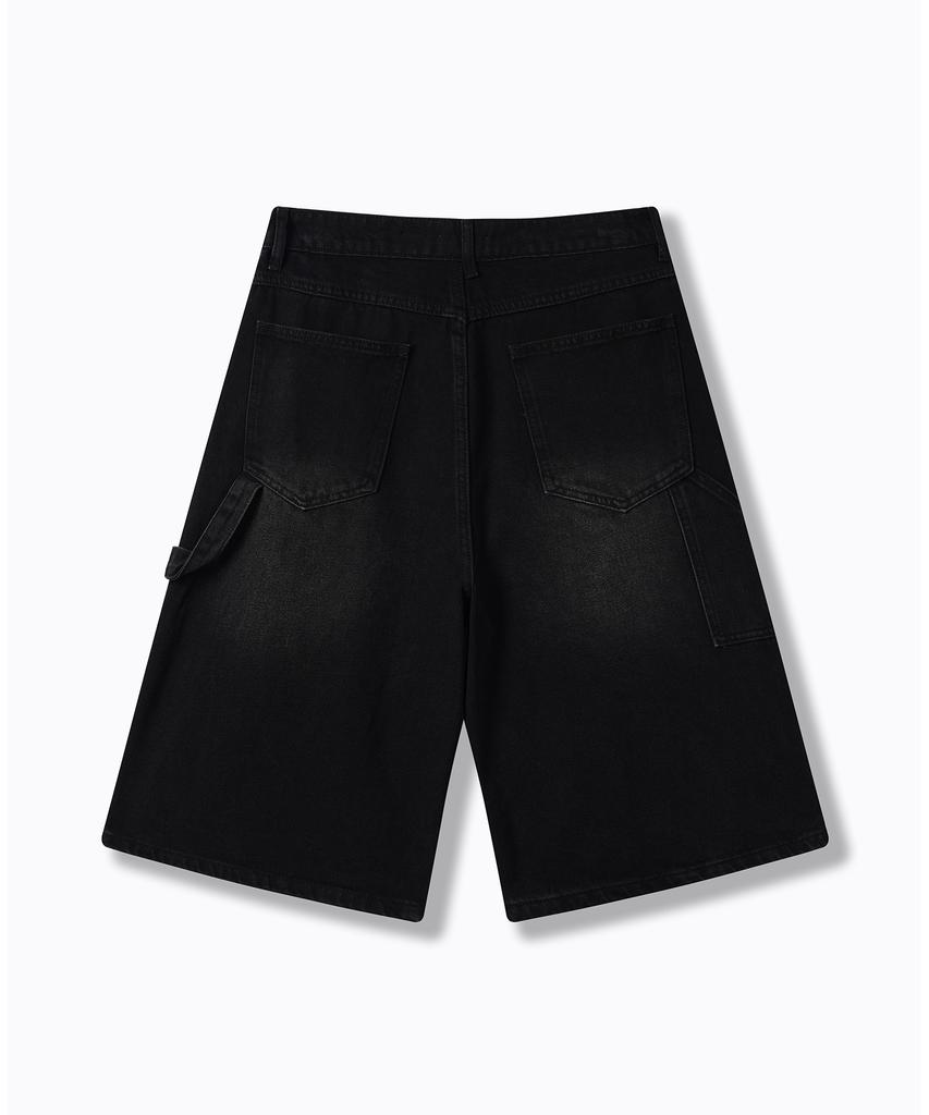 Descheuis Everyday Single-Pleat Carpenter Bermuda Denim Pants Black (Type A)