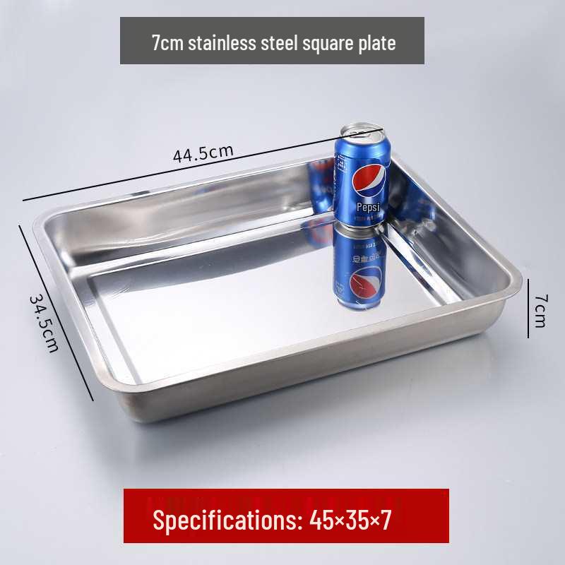 304 Stainless Steel Rectangular Tray for Steamed Fish, Rice, Chee Cheong Fun, and Baking