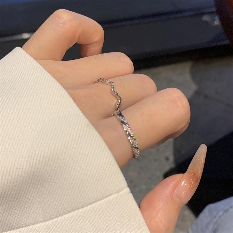 Retro Silver Bow Love Flower Pearl Open Ring Simple Index Finger Ring Versatile Jewelry Women