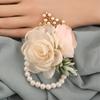 Elegante Corsage da Matrimonio Fiore da Polso Perle Per Sposa Damigella d'Onore Sposo Evento Formale Fiorato in Seta Bottoniera Accesso