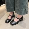Design Office Lady Pumps Shoes Casual Thick Heel Buckle 2025 Spring Autumn Female Square Toe Mary Jane Shoes
