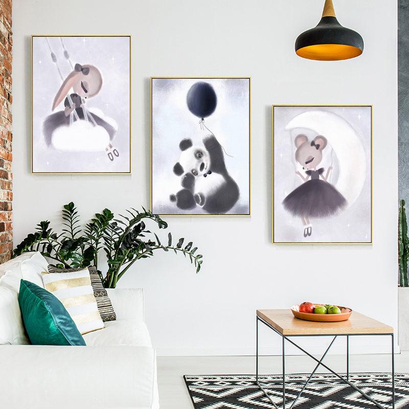 Nordic płótno artystyczny obraz domu dekoracyjna ściana sztuka króliczek dziewczyny zwierząt śliczne drukowane dzieci dziecko Cuadros Decoracion Dormitorio