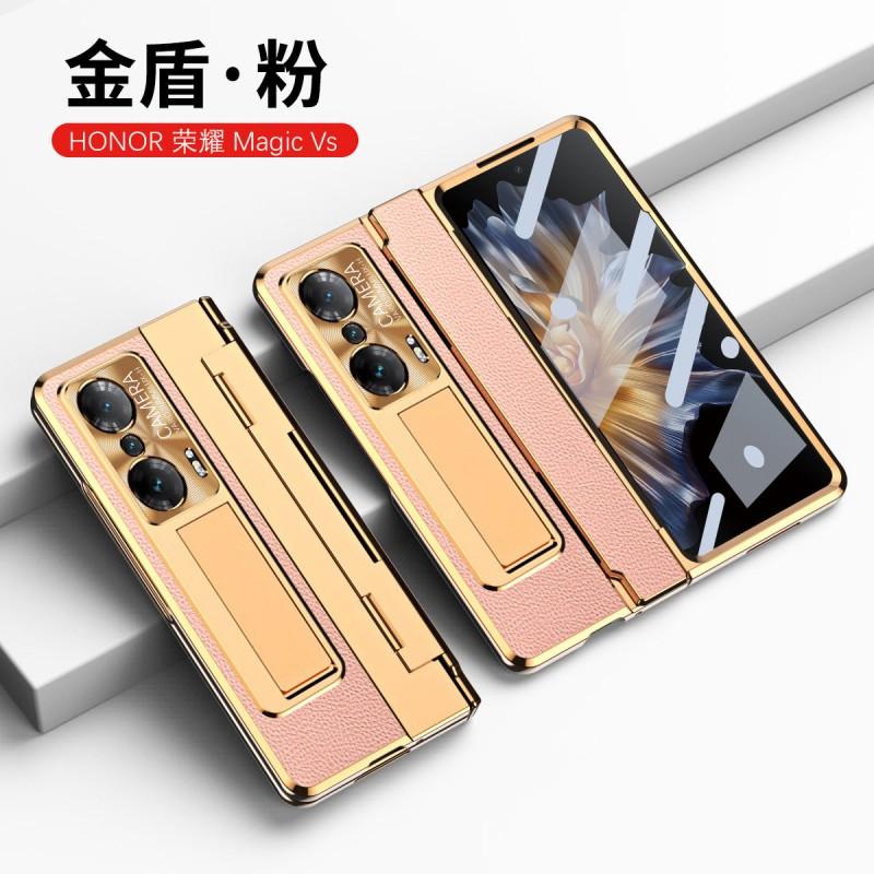 Slim Foldable Phone Case Honor Magic With Full Coverage Shockproof PC Shell Hidden Kickstand Matte Leather Finish