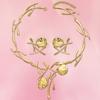 3-Piece Set of Gold Silver Color Geometric Exaggerated Style Jewelry for Women Retro Niche Design Necklace Earrings Set Jewelry